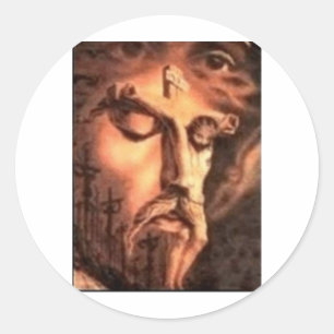 STICKER ROND VISAGES MULTIPLES DE JÉSUS