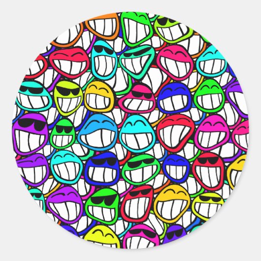 Sticker Rond Visages souriants cool (Devant)