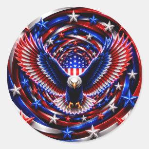 Sticker Rond Vision américaine en spirale – Aigle patriotique O
