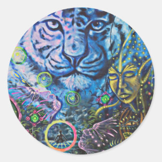 Sticker Rond Vision du tigre