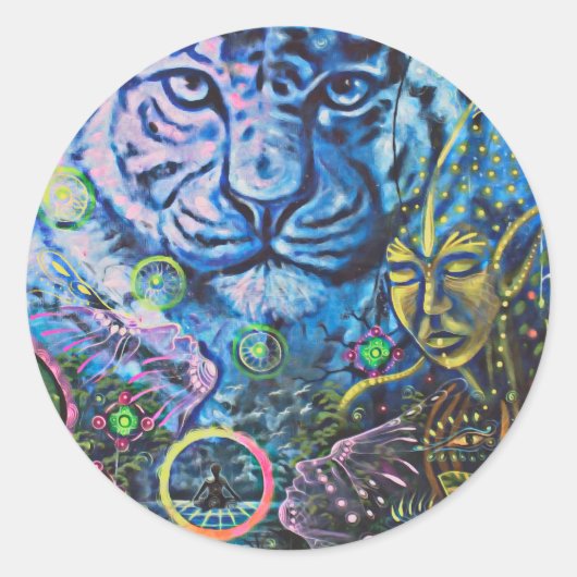 Sticker Rond Vision du tigre (Devant)