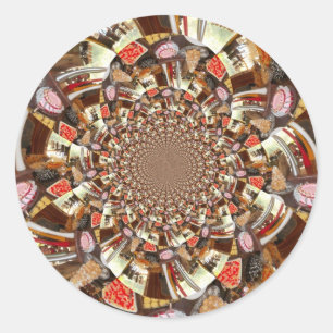 Sticker Rond Vision psychédélique des teintes Brown