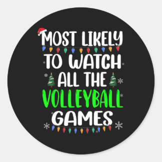 Sticker Rond Visionner les jeux de volley-ball les plus probabl
