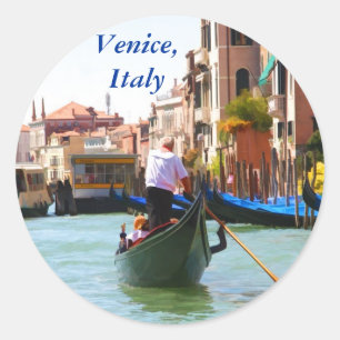 Sticker Rond Visite touristique en gondole Venise Italie