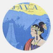 Sticker Rond Visiter Java (Devant)