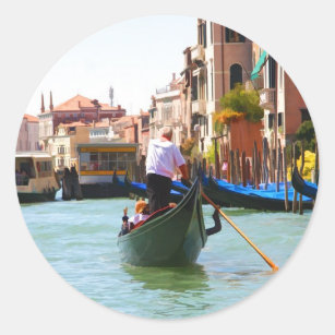 Sticker Rond Visites Par Gondola Venice Italie