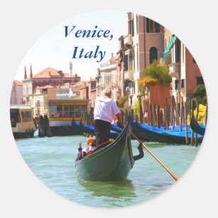Sticker Rond Visites Par Gondola Venice Italie