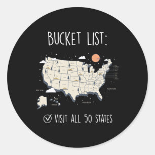 Sticker Rond Visitez les 50 États