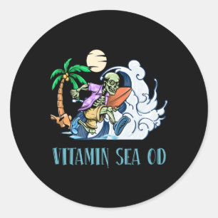 Sticker Rond Vitamin Sea Beach Nurse Ocean Nurse Vacances en so