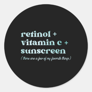 Sticker Rond Vitamine C Rétinol Et écran solaire Esthétique