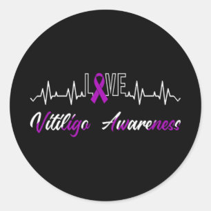 Sticker Rond Vitiligo Sensibilisation Loisir Heartbeat Purple R