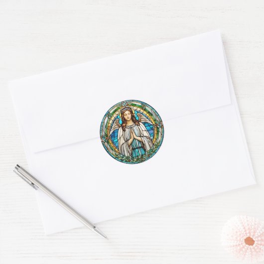 Sticker Rond Vitrail Angel (Enveloppe)