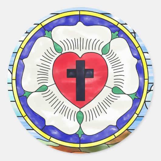 Sticker Rond Vitrail de la Rose de Luther (Devant)