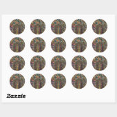 Sticker Rond Vitrail d'église, architecture vintage (Feuille)