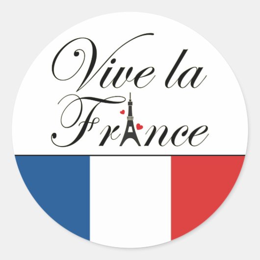 Sticker Rond Viva la France Typographie (Devant)