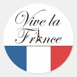 Sticker Rond Viva la France Typographie