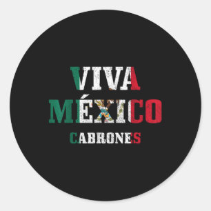 Sticker Rond Viva Mexico Cabrones Funny Cinco De Mayo Mexico F