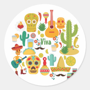 Sticker Rond viva mexique