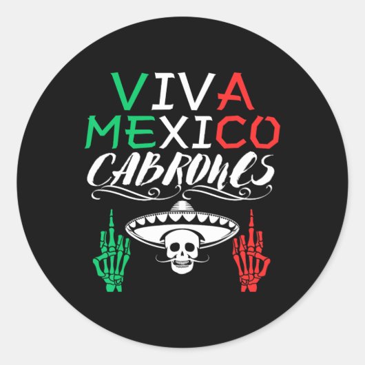 Sticker Rond Viva Mexique Cabrones Fête de l'Indépendance Drape (Devant)