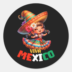 Sticker Rond Viva Mexique Fête de l'Indépendance Mexicaine Fill