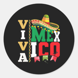 Sticker Rond Viva Mexique Pour La Fête De L'Indépendance Mexica
