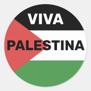 STICKER ROND VIVA PALESTINA LIBRE PALESTINE DRAPEAU ROUGE NOIR