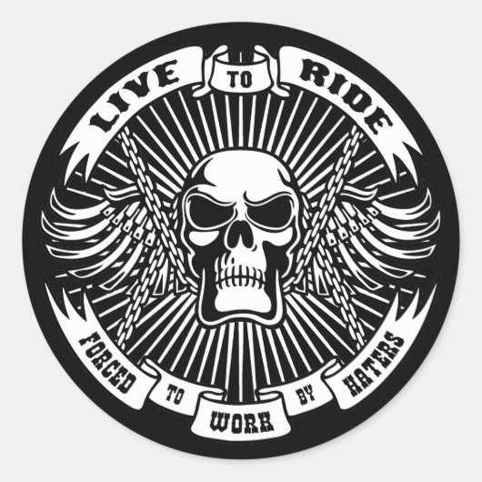 Sticker Rond Vivez à vélo, forcé à travailler (Devant)