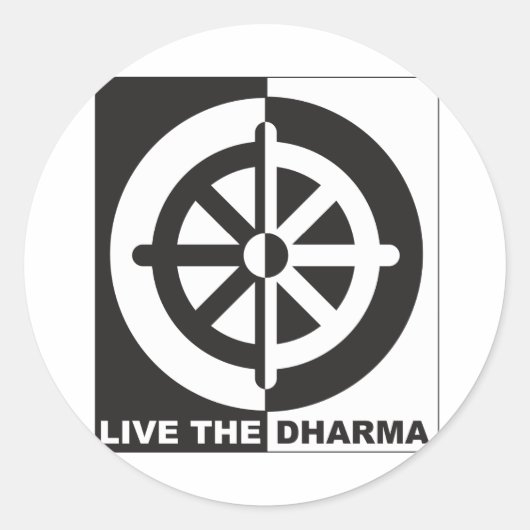 Sticker Rond Vivez le Dharma (Devant)