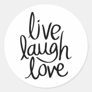 Sticker Rond Vivez Riez Aimez – Typographie Inspirante Classiqu