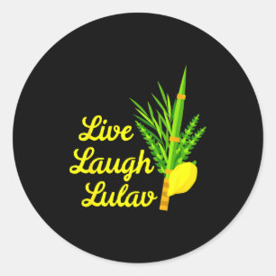 Sticker Rond Vivez Riez Lulav Etrog Joyeux Soukkot Juif Soukka