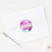 Sticker Rond Vivid Violet Gras Fleurs Florales Violet Chic Favo (Enveloppe)