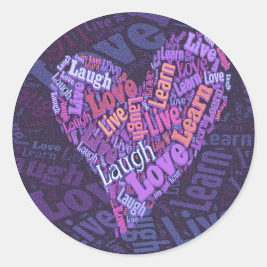 Sticker Rond Vivre, aimer, rire et apprendre (Devant)