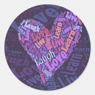Sticker Rond Vivre, aimer, rire et apprendre