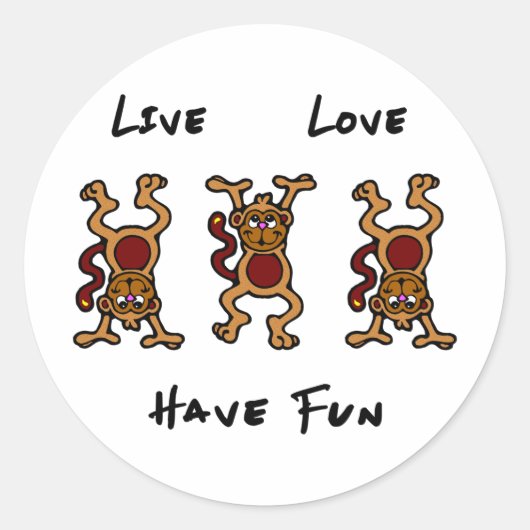 Sticker Rond Vivre Amour Singe (Devant)