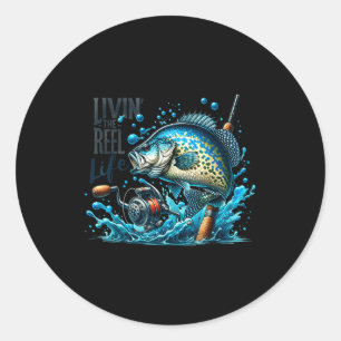 Sticker Rond Vivre la vie de pêche à la carpe amateurs pêcheur