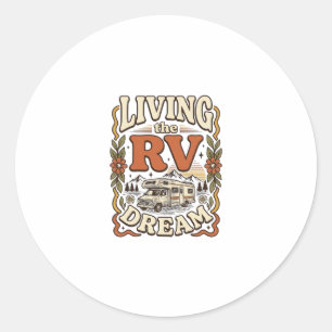 Sticker Rond Vivre le rêve de la caravane Conception de chemise