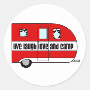 Sticker Rond Vivre, rire, aimer et Camp