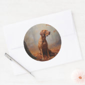 Sticker Rond Vizsla à l'automne Feuilles automne Inspire (Enveloppe)