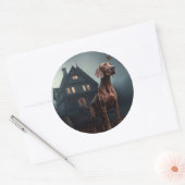 Sticker Rond Vizsla Halloween effroi (Enveloppe)