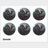 Sticker Rond Vizsla Halloween effroi (Feuille)