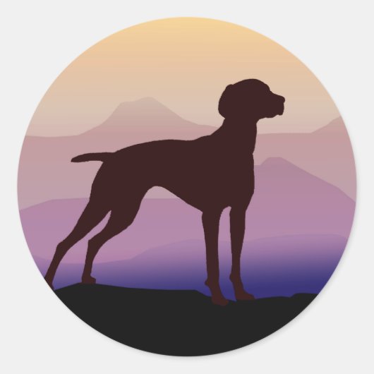 Sticker Rond Vizsla Montagne Violette (Devant)