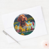 Sticker Rond Vizsla sur une rame : une aventure Pittoresque (Enveloppe)