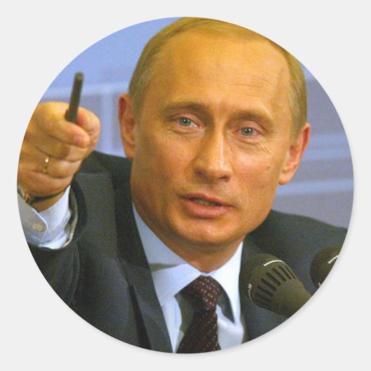 Sticker Rond Vladimir Poutine veut donner un biscuit à cet homm (Devant)