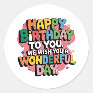 Sticker Rond Vœux d'anniversaire colorés