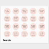 Sticker Rond Voeux d'anniversaire | Simple Blush Rose Feminine  (Feuille)