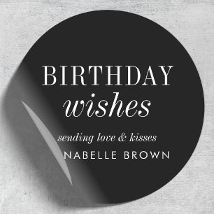 Sticker Rond Voeux d'anniversaire Style tendance moderne noir