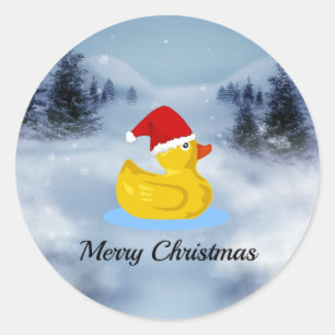 Sticker Rond Vœux de Noël de Rubber Ducky
