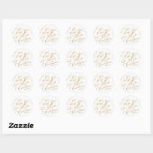 Sticker Rond Voeux de Noël | Or/Blanc (Feuille)