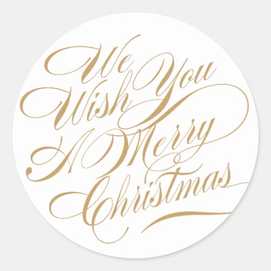 Sticker Rond Voeux de Noël | Or/Blanc (Devant)