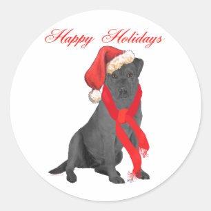 Sticker Rond Vœux de vacances du Labrador Retriever noir